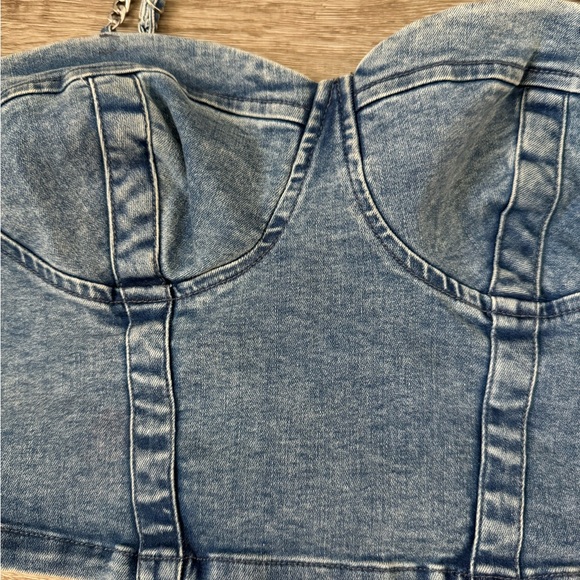 Guess denim corset bustier chain straps large - Picture 6 of 9